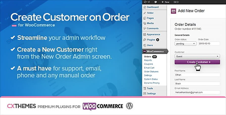 Create Customer on Order for WooCommerce – 订单创建用户插件(已汉化)-糖果博客