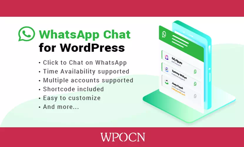 WhatsApp Chat WordPress英文版插件 – 在线客服插件-糖果博客