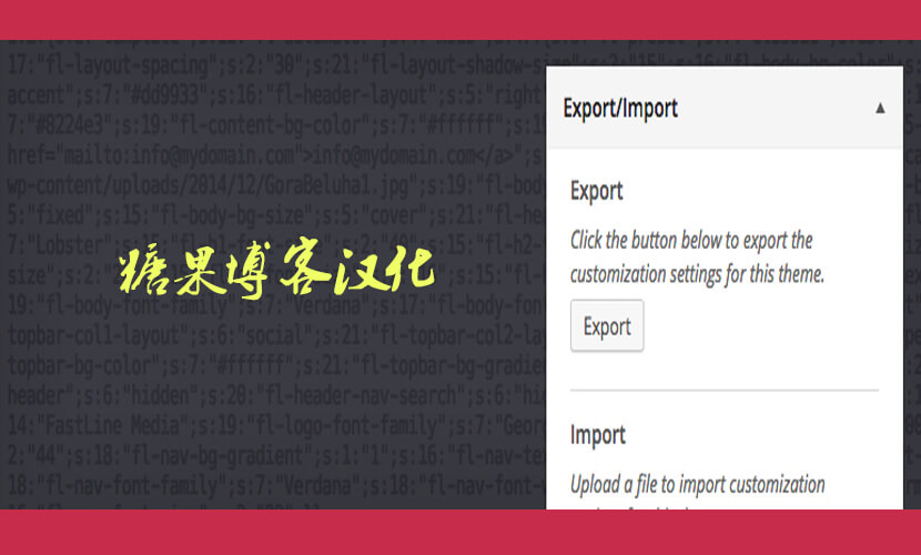 Customizer Export/Import – 自定义导出/导入插件汉化版-糖果博客