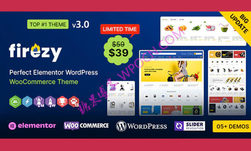 Firezy WP英文版主题 - Elementor多用途WooCommerce主题-糖果博客
