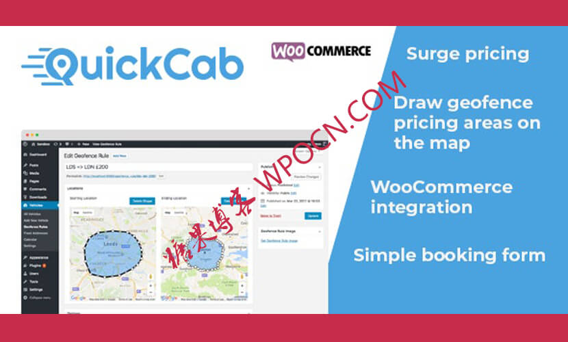 QuickCab英文版插件 - 出租车预订插件-糖果博客