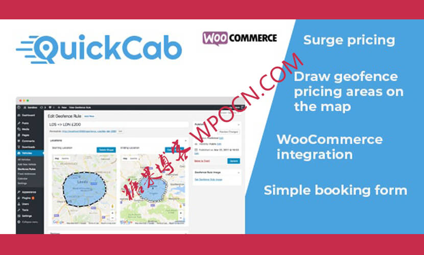 QuickCab – WooCommerce出租车预订插件汉化版-糖果博客