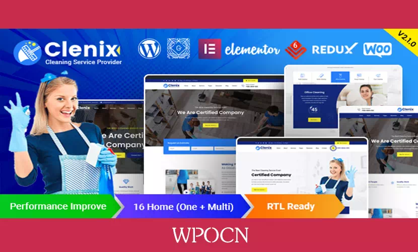 Clenix英文版主题 – 清洁服务WordPress主题-糖果博客