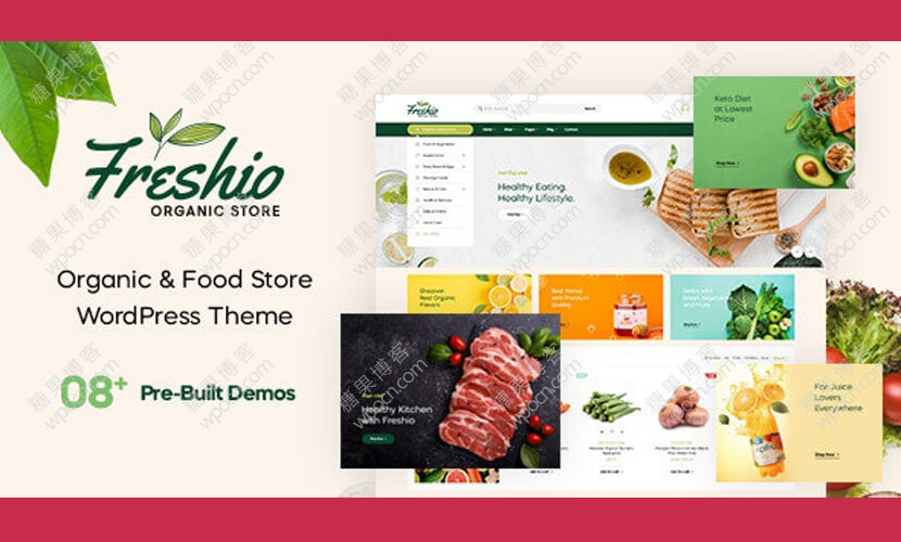 Freshio英文版主题 - 有机和食品商店WordPress主题-糖果博客