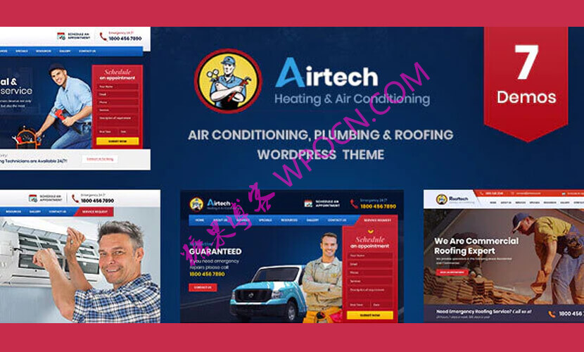 Airtech英文版主题 – 水管工暖通空调和维修WordPress主题-糖果博客