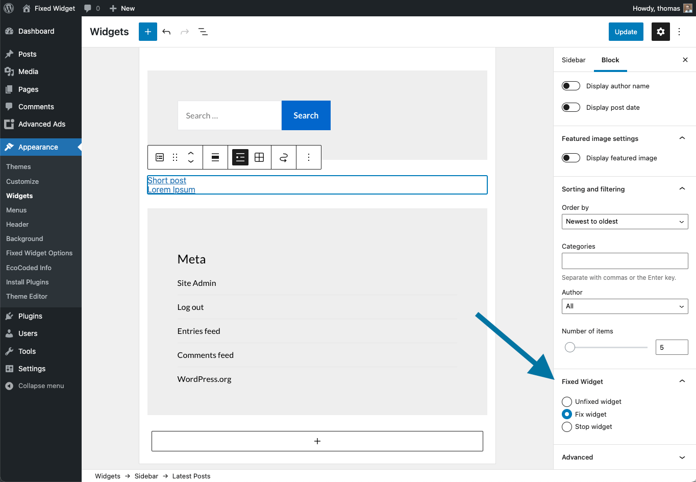 为 WordPress 小工具添加跟随滚动选项-糖果博客