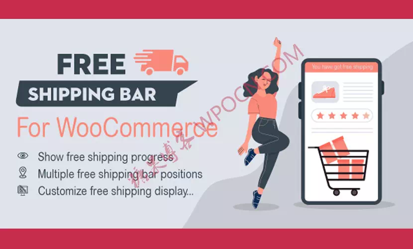 WooCommerce Free Shipping Bar英文版插件 - 免费送货栏插件-糖果博客